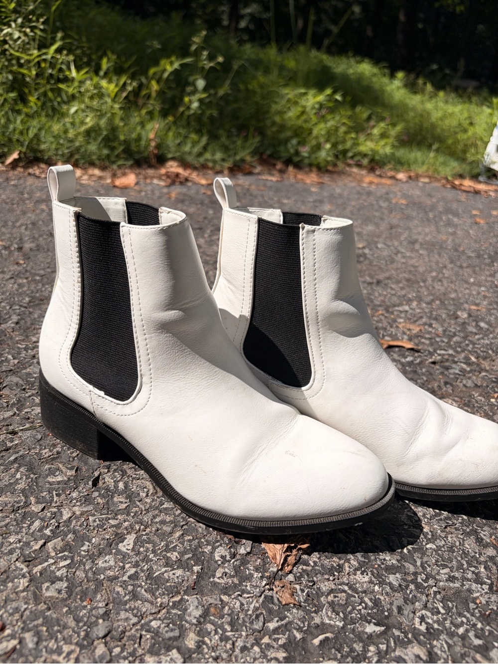 Target White Chelsea Booties with Black Elastic Panels